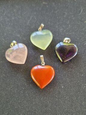 Heart Gemstone Pendants- Multicolor Set Of 4